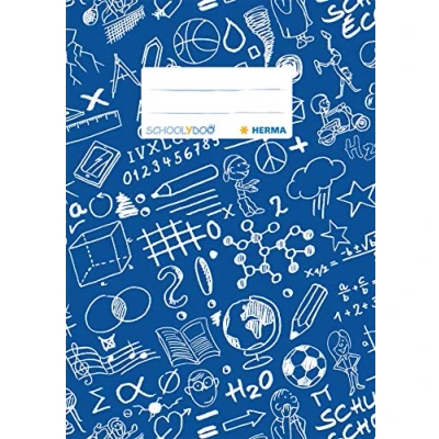 Afbeelding van HERMA Schoolydoo 19415 10 stuks notitieboekomslagen met etiket van duurzame en gemakkelijk te reinigen polypropyleenfolie blauw, A5 formaat