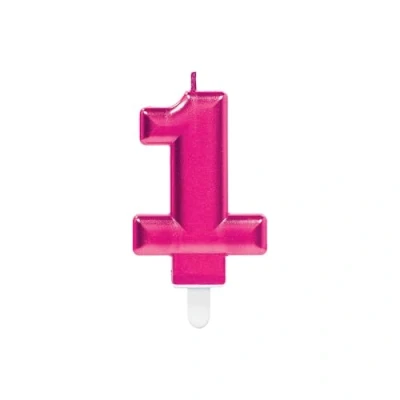 Afbeelding van Amscan Verjaardagskaars 1 Roze 9,3 Cm