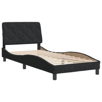 Afbeelding van vidaXL Bedframe met hoofdeinde fluweel zwart 90x200 cm