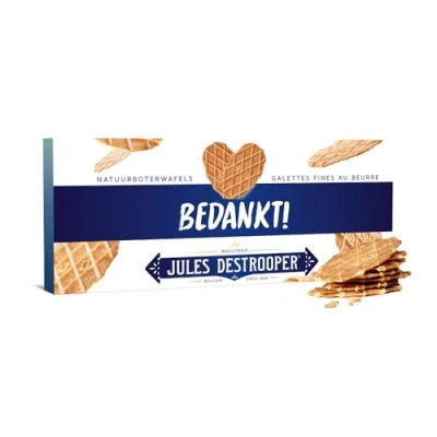 Afbeelding van Jules Destrooper Natuurboterwafels koekjes in geschenkdoos &quot;Bedankt!&quot; 100g