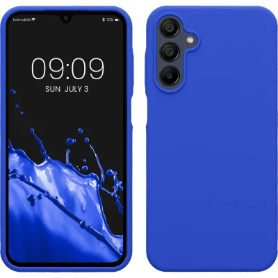 Afbeelding van kwmobile telefoonhoesje geschikt voor Samsung Galaxy A15 5G Hoesje met siliconen coating Smartphone case in Baltisch blauw