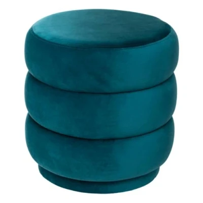 Afbeelding van Atmosphera luxe poef velvet Sinan Sea blue H40 cm Velours Fluweel Voetsteun