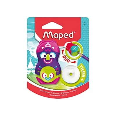 Afbeelding van Maped Potloodslijper + Gom Totem, Blister Met 1 Stuk Slijper