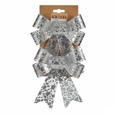Afbeelding van Lasso Kerstversiering Afgedrukt Zilverkleurig PVC 15 x 4 16 cm (12 Stuks)