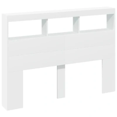 Afbeelding van vidaXL Hoofdbordkast met LED verlichting 140x17x102 cm wit
