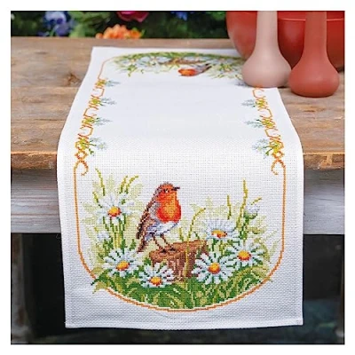 Afbeelding van Pearlaida loper kit Margrieten en roodborstje PN 0021791 Telpatroon