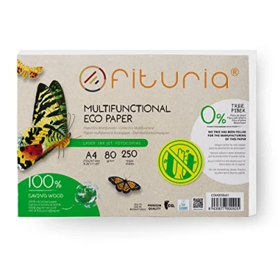 Afbeelding van Gerecycleerd papier, A4, 80 g, 250 vellen, 100% gemaakt van gerecycled natuurlijke kleur, geschikt voor laser en inkjetprinters, Ofituria (1 verpakking)
