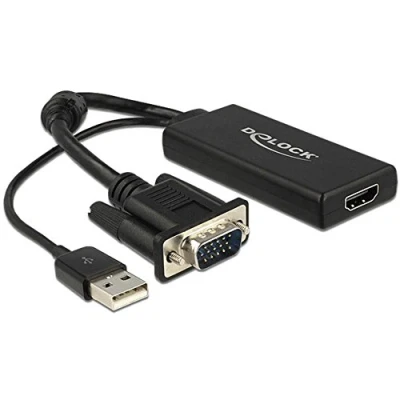 Afbeelding van Delock 62668 VGA / HDMI Adapter [1x stekker 1x bus] Zwart 25.00 cm