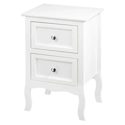 Afbeelding van WOLTU TS119ws nachtkastje in retro en klassiek design, bijzettafel voor woonkamer, salontafel met 2 laden, van MDF, wit