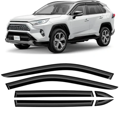 Afbeelding van CLIM ART Set van 6 autodeflectoren voor/compatibel met Toyota RAV4 2019 2024 SUV, luchtspoiler, winddeflector voor auto, luchtdeflector