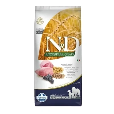 Afbeelding van N&amp;D Ancestral Grain hondenvoeding Lam medium/maxi 12 kg.