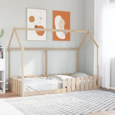Image de vidaXL Cadre de lit d&#039;enfants forme maison 90x200cm bois massif pin