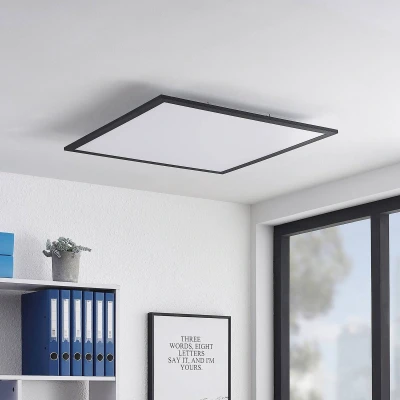 Afbeelding van Lindby LED paneel 1licht aluminium, kunststof H: 5.2 cm zwart, wit Inclusief lichtbron