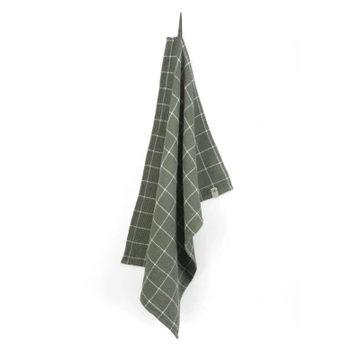 Afbeelding van Walra Keukenhanddoek Cubes Legergroen 50 x 70 cm
