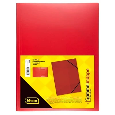Afbeelding van Idena 10378 Documentenmap met elastiek voor DIN A3, polypropyleen, doorschijnend rood, 1 stuk