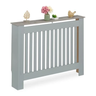 Afbeelding van radiatormbouw 83x112x19 cm landelijk met plank grijs