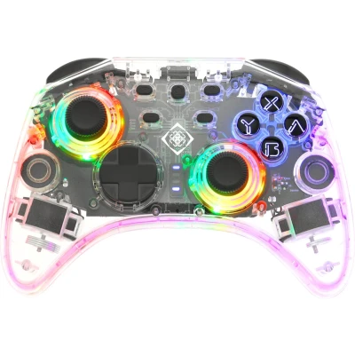 Afbeelding van Deltaco GAM 149 T Draadloze Pro Controller RGB Geschikt voor Nintendo Switch/PC/Android/iOS Transparant