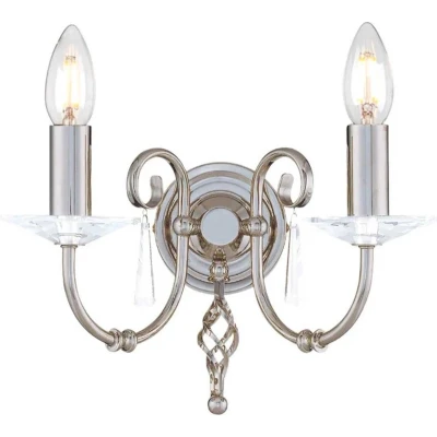 Afbeelding van Elstead Lighting LED Wandlamp Aegean 2X E14 Max 60W Polished Nickel