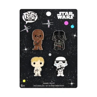 Afbeelding van Funko Pop! Pin: 4 Pack: Star Wars Luke Skywalker / Chewbacca Darth Vader Stormtrooper Enamel Pin Set