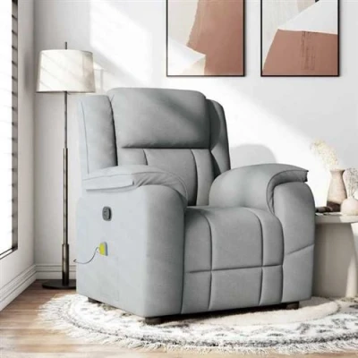 Image de vidaXL Fauteuil de massage inclinable Gris clair Tissu4015710
