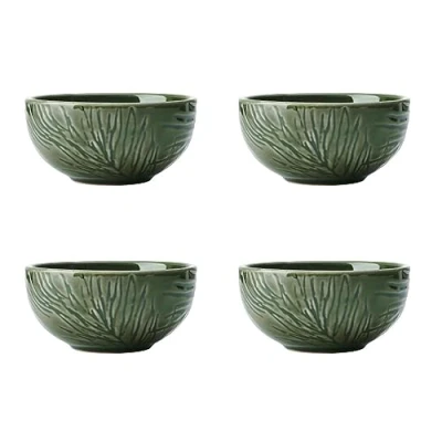 Afbeelding van Mikasa Jardin Set van 4 dipschalen, dipkommen voor recepties en feesten, serveerschalen groen aardewerk, 10 cm, geschenkverpakking