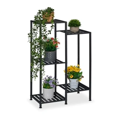Afbeelding van plantenstandaard binnen 5 plateaus metaal zwart