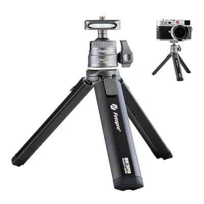 Afbeelding van Fotopro Bureaustatief van aluminiumlegering met 360 graden kogelkop 6,35 mm schroeven mini draagbaar statief voor mobiele telefoon, DSLR camera, reizen, fotografie, vlog, video