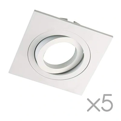 Afbeelding van Wonderlamp W E000141 inbouwspot, vierkant, aluminium, wit, 5 stuks