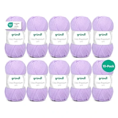 Image de Gründl fil à tricoter et crocheter Lisa Premium Uni (doux semblable la laine, lavable facile d’entretien 100% polyacrylique, 50 g / 133 m), Violet