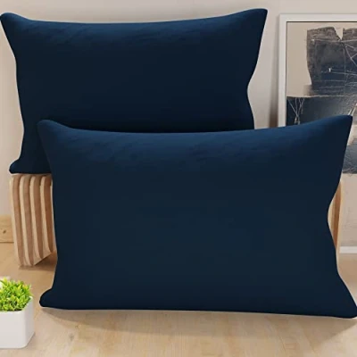 Afbeelding van PETTI Artigiani Italiani 1 paar kussenslopen 70 x 40 cm, microvezel, bekleding, bank, 2 kussenslopen, effen, blauw, 100% Made in Italy