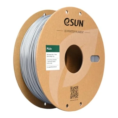 Afbeelding van eSUN PLA+ filament 1,75 mm, 3D printerfilament PLA Plus, dimensionale nauwkeurigheid +/ 0,03 1 kg spoel (2,2 lbs) printfilament voor printers, zilver