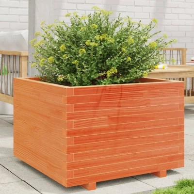 Afbeelding van Plantenbak 70x70x49,5 cm massief grenenhout wasbruin