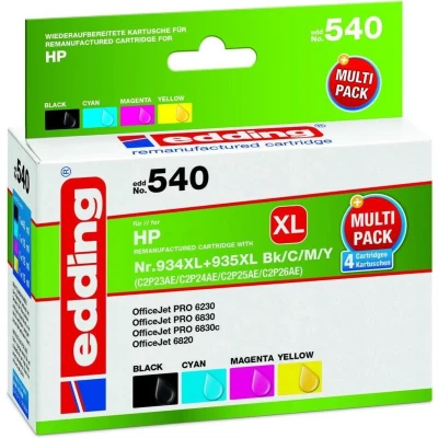 Afbeelding van Edding Inktcartridge vervangt HP 934XL, 935XL, X4E14AE, C2P23AE, C2P24AE, C2P25AE, C2P26AE Compatibel Combipack Zwart, Cyaan, Magenta, Geel EDD 540 18