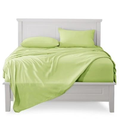 Afbeelding van Beddengoed, 90 x 190 200 cm, 3 delig, 100% katoen, hoeslaken, bedlaken voor eenpersoonsbed, 160 280 1 kussensloop 50 80 lichtgroen