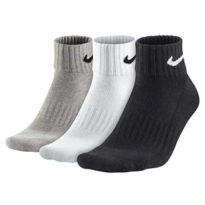 Afbeelding van Nike Value Cotton Cushion Quarter Sportsokken Maat 42 Unisex zwart/wit/grijs 46