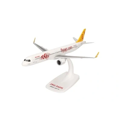 Afbeelding van Herpa Snap Fit A321neo 100th Pegasus Airlines miniatuur schaal 1:200 verzamelvliegtuig model met kunststof voet