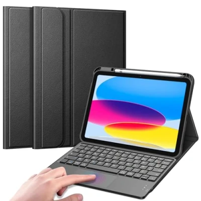 Afbeelding van FINTIE Frans AZERTY toetsenbord voor iPad 10e generatie 10,9 inch 2022 draadloos met touchpad, multipositie, zwart
