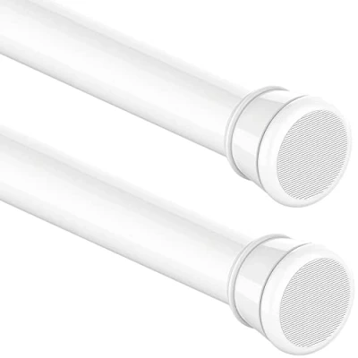 Afbeelding van Gordijnstang, telescoopstang, zonder boren, voor badkamer, raam, kledingkast, 65 85 cm, wit (diameter 25 mm)