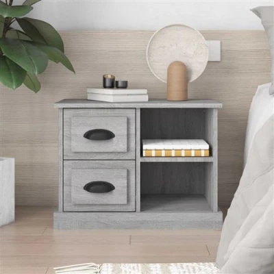 Afbeelding van Nachtkastje 60x35,5x45 cm grijs sonoma eikenkleurig