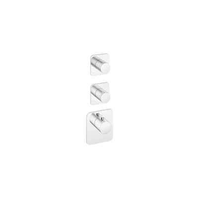 Afbeelding van HotBath Gal high flow thermostaat afbouwdeel met 2 stopkranen GLF012 Chroom