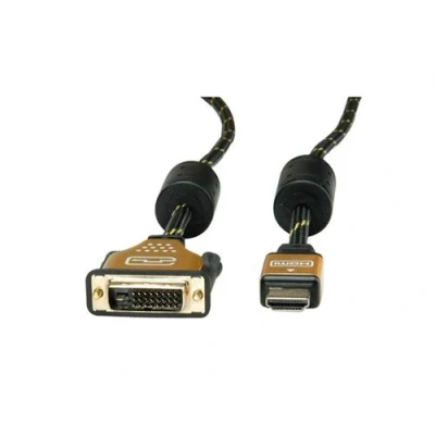 Image de Roline Gold Câble adaptateur liaison double DVI D mâle pour HDMI 2 m blindé noir, or support 4K