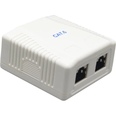 Afbeelding van RJ45 wandcontactdoos FTP (2x RJ45, Cat6, Horizontaal, Opbouw)