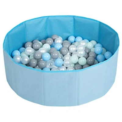 Afbeelding van Selonis Meerkleurig Ballenbad Opvouwbaar Zwembad 200 Ballen Voor Kinderen, Blauw: Parel/Grijs/Transparant/Babyblauw/Mint