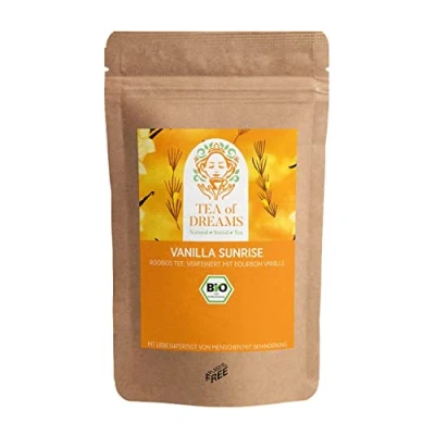 Afbeelding van Rooibos Biologische vanillethee Vanilla Sunrise met bourbon vanillestukjes losse thee 250 g