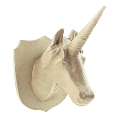 Afbeelding van Décopatch LA009O houder L papier mache trofee eenhoorn om te versieren en op hangen, karton, bruin, 35 x 31 25 cm
