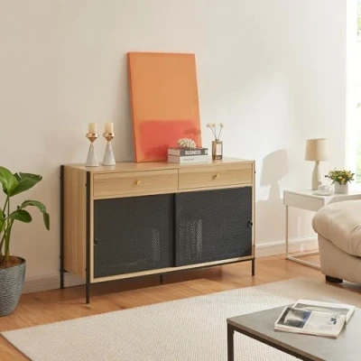 Afbeelding van TV meubel Tysnes 120x40x75 cm eikenkleurig en zwart [en.casa]