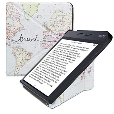 Afbeelding van kwmobile E reader hoesje geschikt voor Kobo Libra H2O hoes Ereader flip case met standaard cover van kunstleer In zwart / meerkleurig