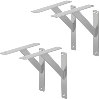 Afbeelding van ML Design 4 stuks plankdrager 240x240 mm, zilver, aluminium, zwevende plankdrager, wanddrager voor wandmontage, wandplankdrager