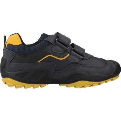Afbeelding van Geox J N.SAVAGE B. A Sneakers laag Navy ochreyellow voor kinderen, Maat: 28, Imitatieleer/ textiel