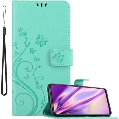 Afbeelding van Cadorabo Hoesje geschikt voor Xiaomi RedMi 10 in BLOEMEN TURKOOIS Beschermhoes bloemmotief met magnetische sluiting, standfunctie en kaartsleuven Book Case Cover Etui
